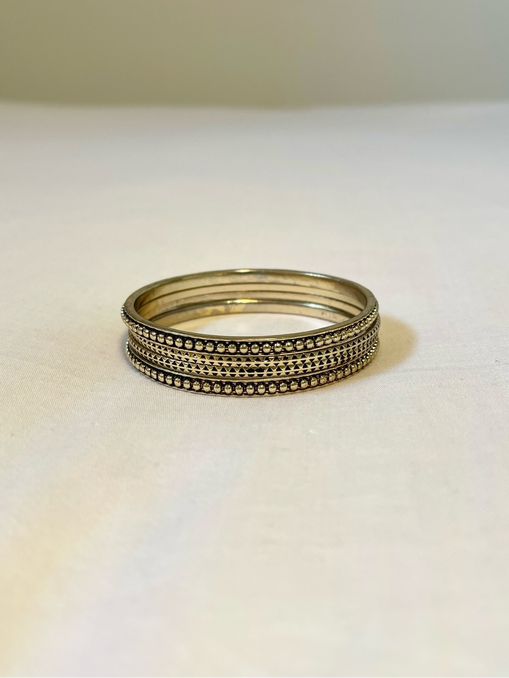 Textured Gold Bangle Bracelet Set of 4